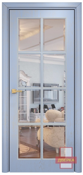 Неаполь фрезерованное стекло зеркало фацет (Голубая эмаль патина,2000*800)